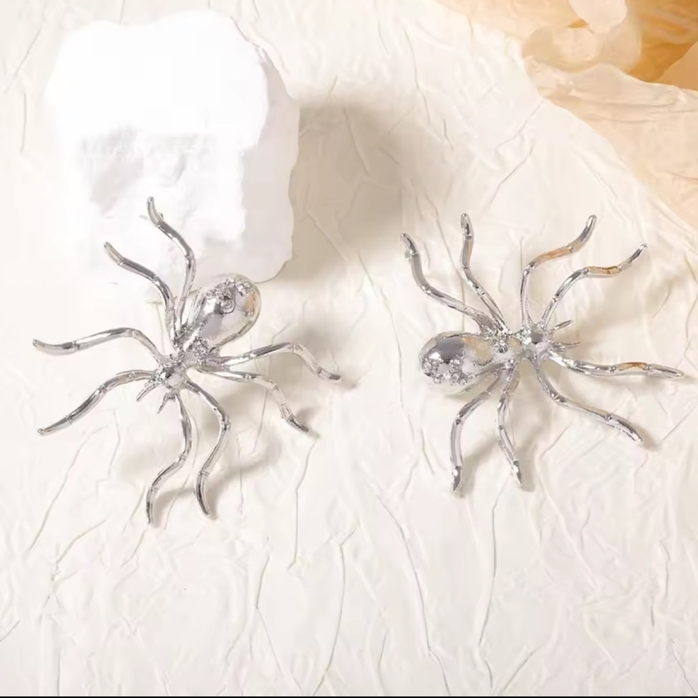 Vintage Silver Spider Earrings